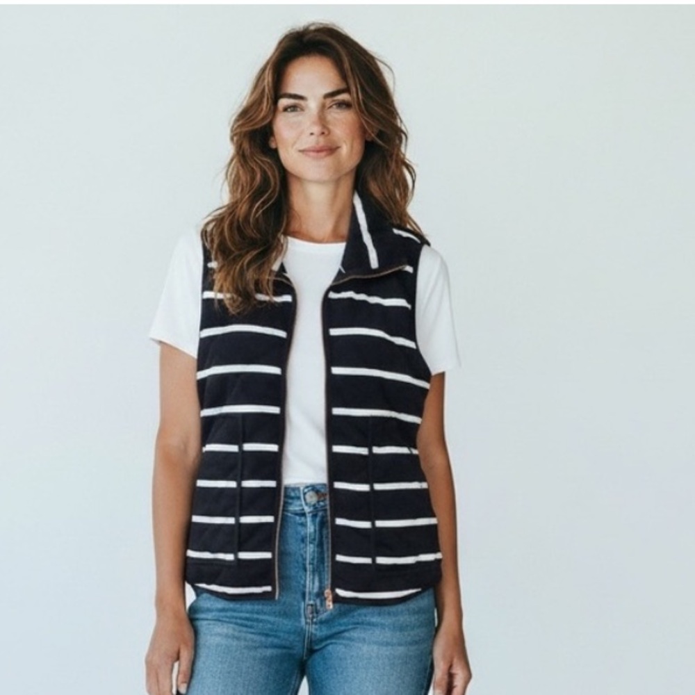 Peach Love California Stripe quilted‎ puffer vest NWT